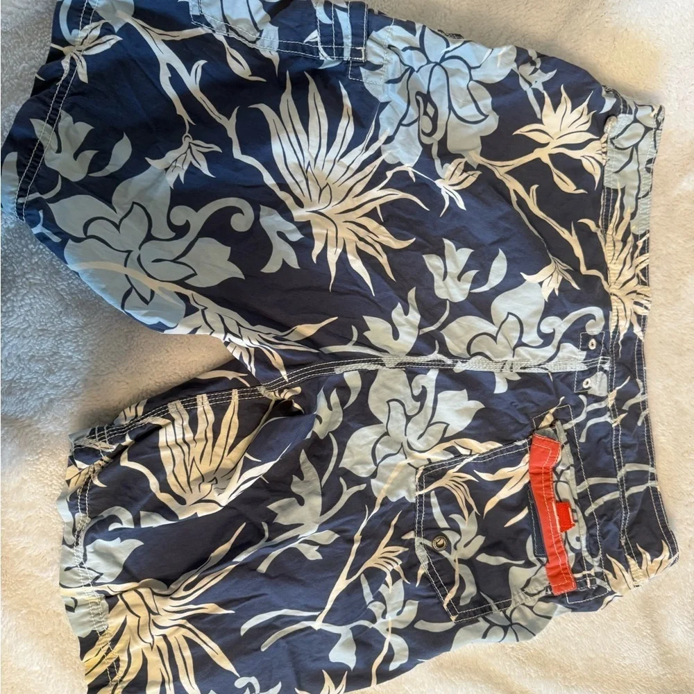 J. Crew Navy and Cream Floral Board Shorts